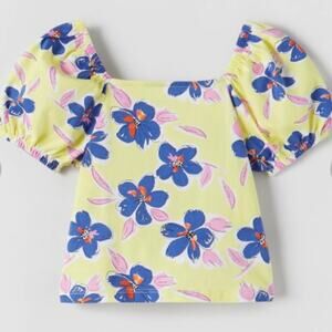 Zara Kids Yellow and Blue Floral Print Top size 8 years